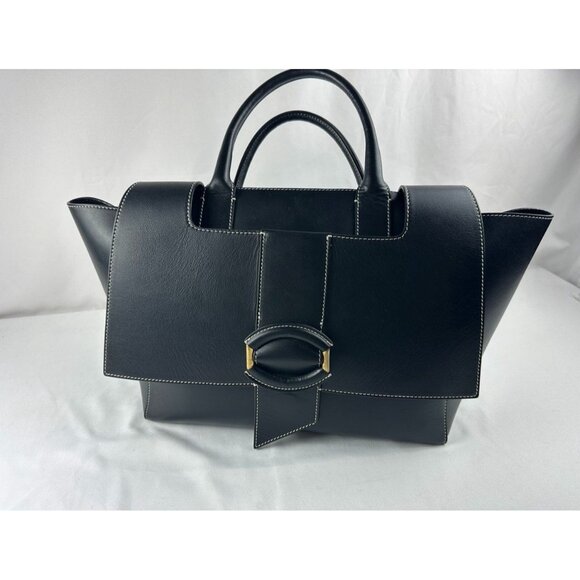 BANANA REPUBLIC Black Women Pebbled Leather Silva Top-Handle Bag Tote MSRP $490 - Picture 2 of 12